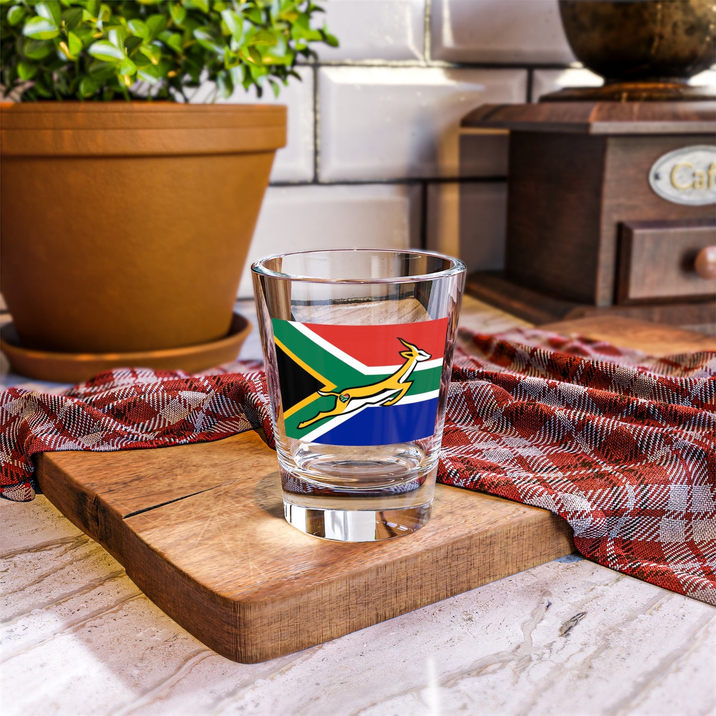 South Africa Boks Rugby Flag Shot Glass, 1.5oz