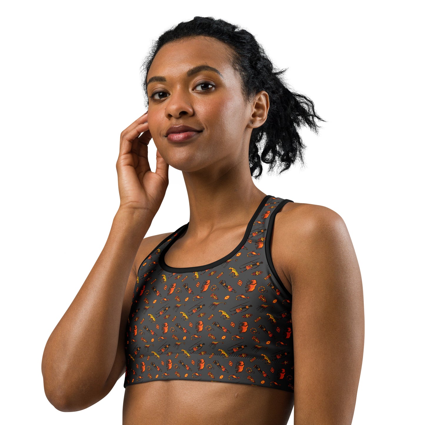 African Bushman & Wildlife Sports bra - Gray