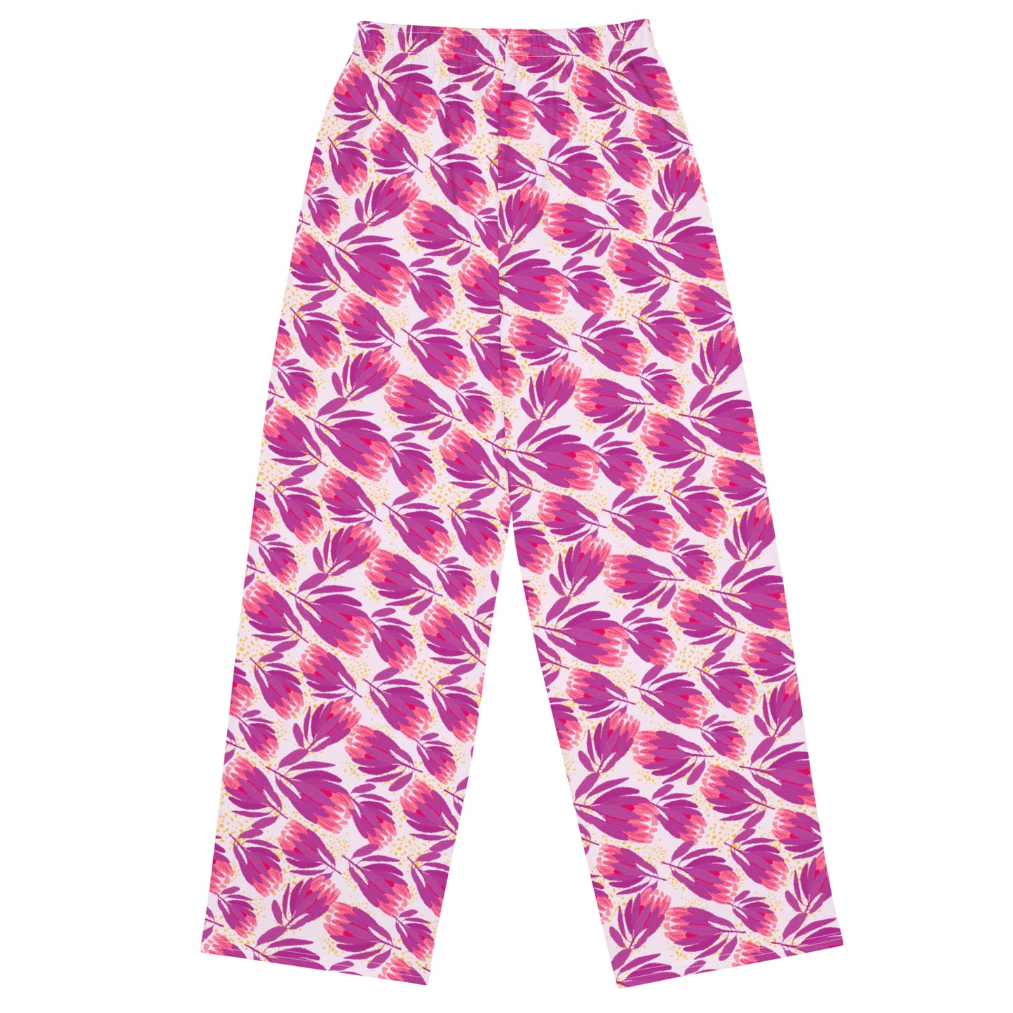 Protea in Pink unisex wide-leg pajama pants