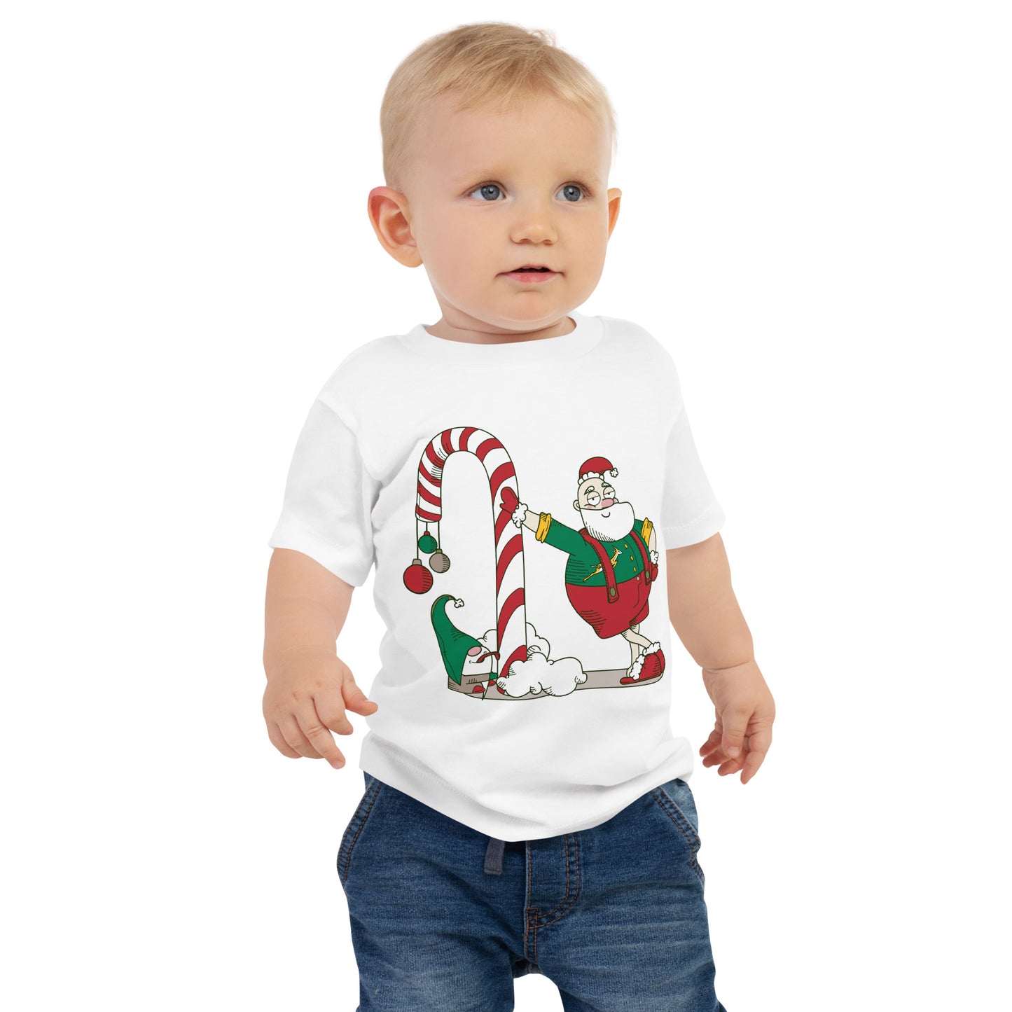 Santa Springbok Fan Candy Cane Christmas Baby Jersey Short Sleeve Tee