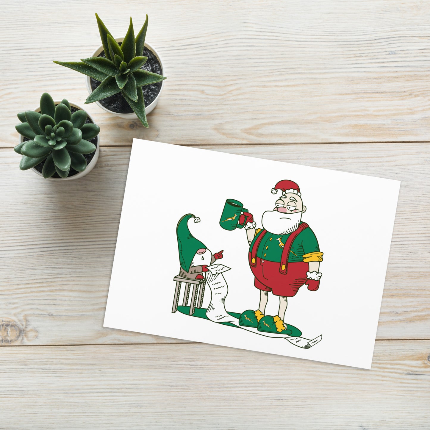 Grumpy Santa Bok Fan Christmas card
