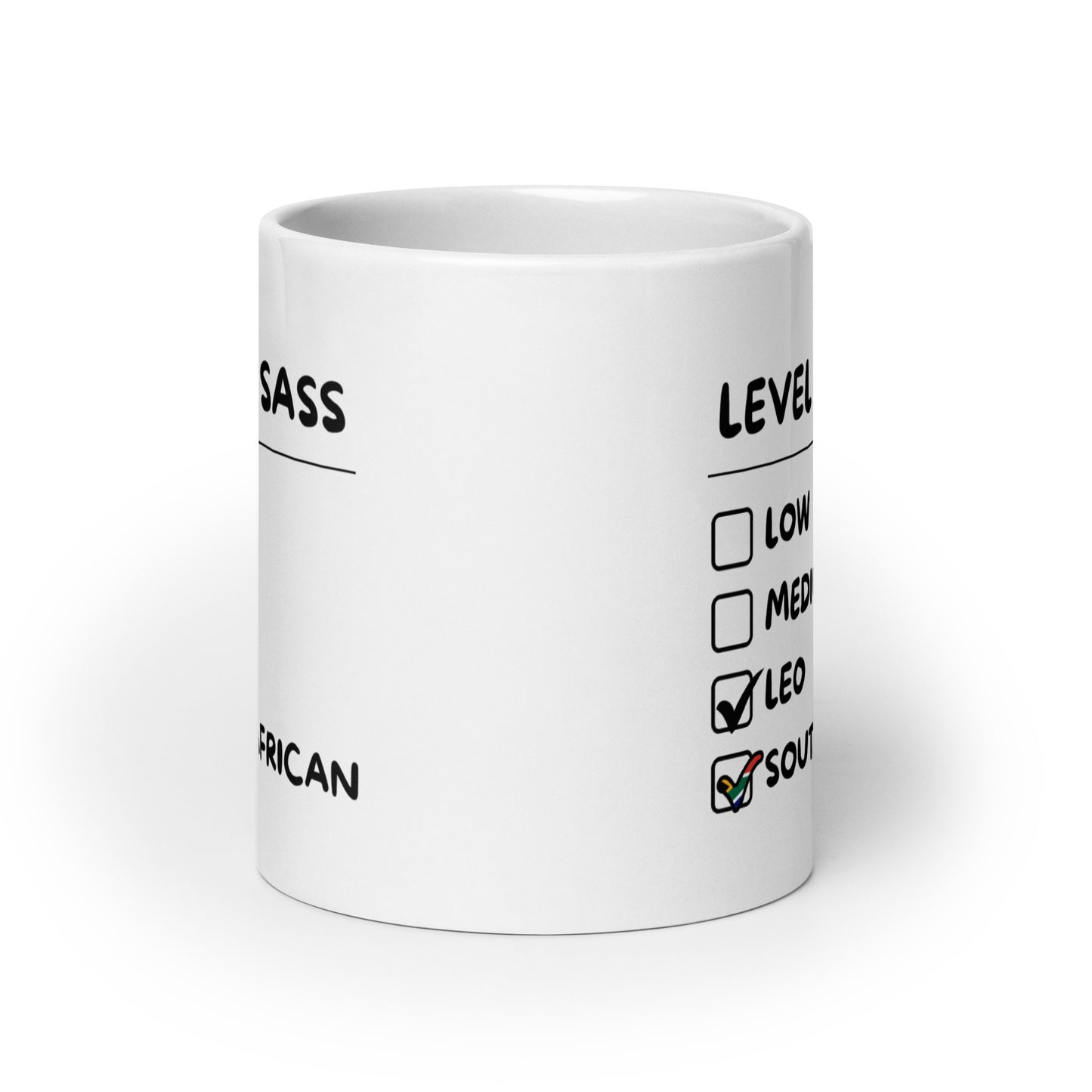 Sassy South African Leo Mug - White glossy
