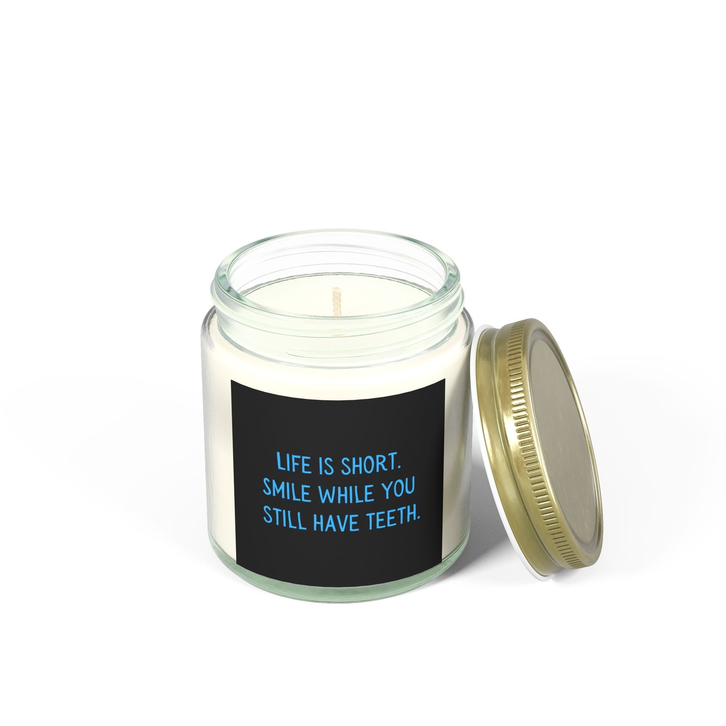 Life is Short. Smile. Scented Coconut Apricot Candles (4oz, 9oz)