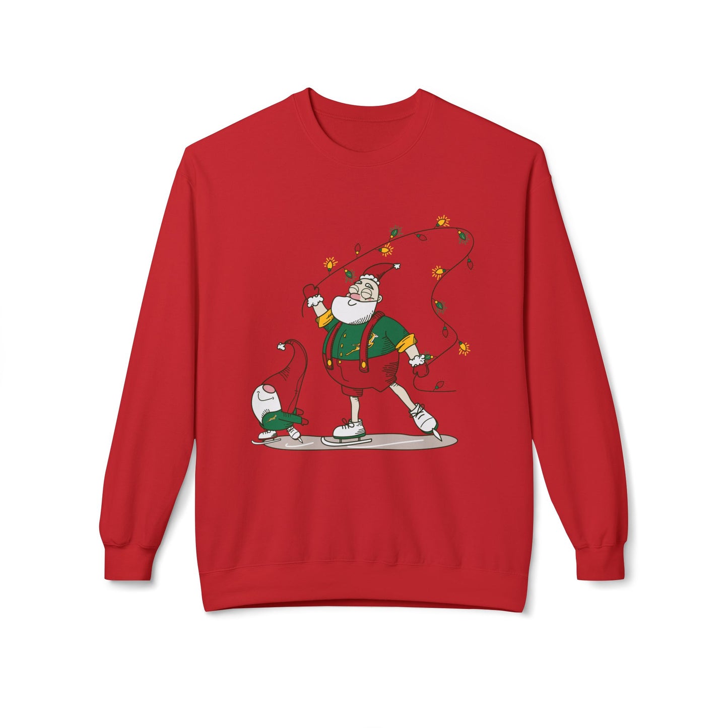 Santa Bok Fan Ice Skating Christmas Unisex Midweight Softstyle Fleece Crewneck Sweatshirt