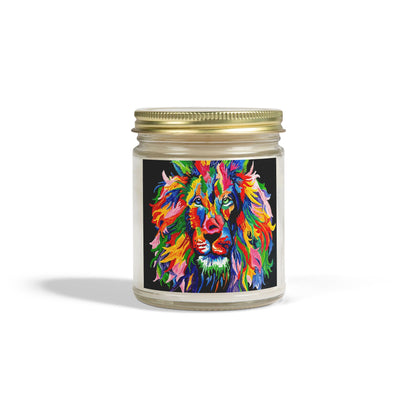 Rainbow Lion Scented Candles, Coconut Apricot Wax (4oz, 9oz)