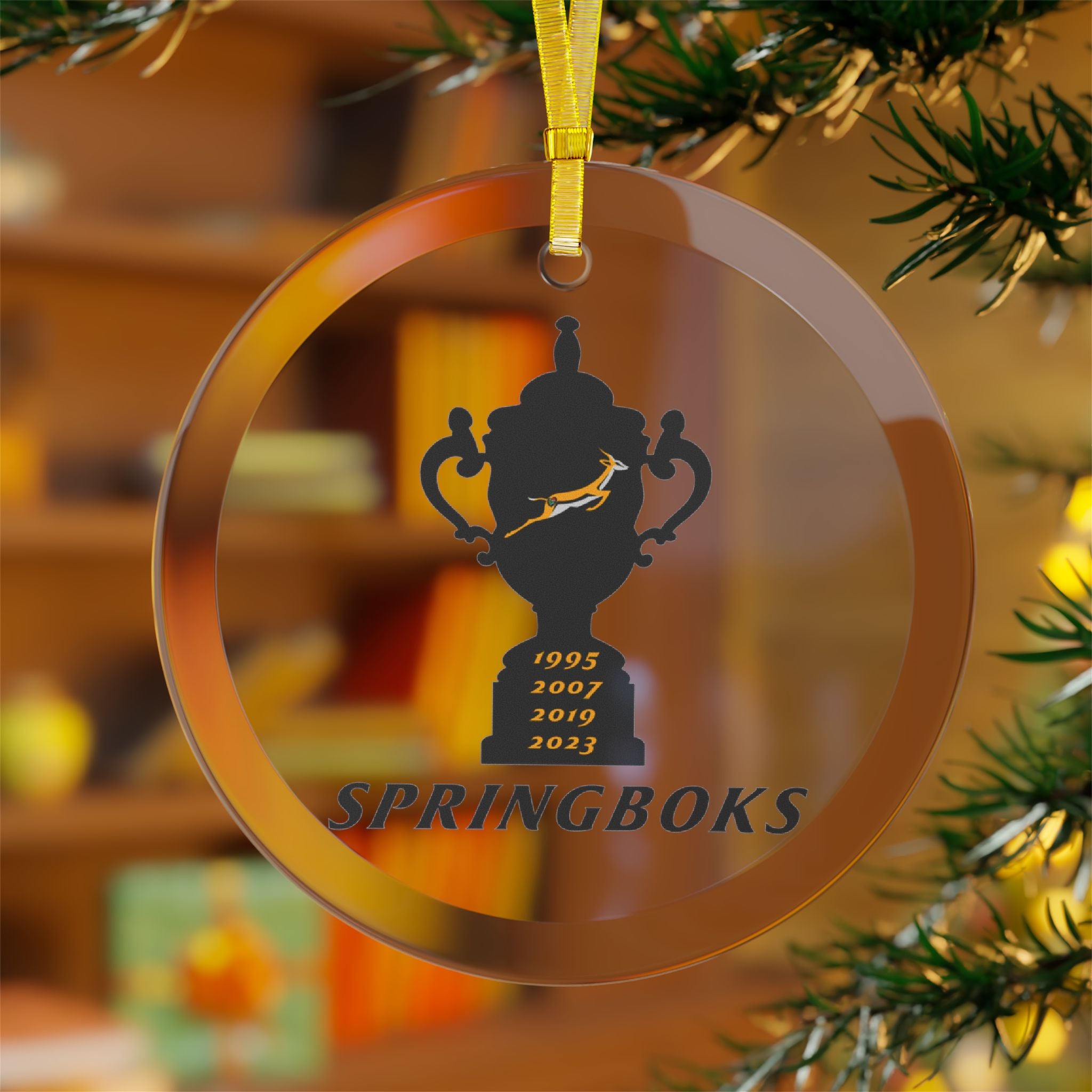 Springboks 4 trophies Glass Ornaments – The Nomadic Saffa