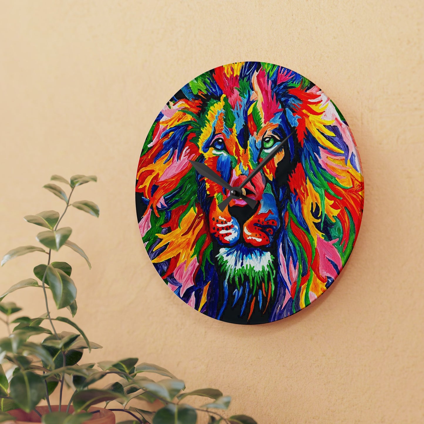 Rainbow Lion Acrylic Wall Clock