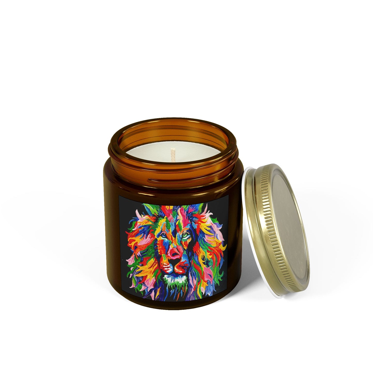 Rainbow Lion Scented Candles, Coconut Apricot Wax (4oz, 9oz)