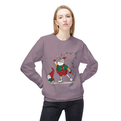 Santa Bok Fan Ice Skating Christmas Unisex Midweight Softstyle Fleece Crewneck Sweatshirt