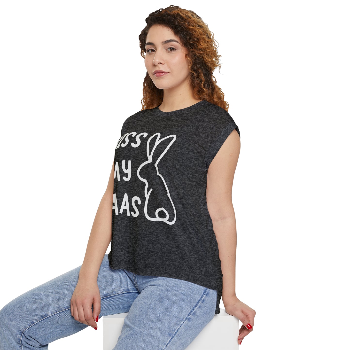 Kiss my Haas Women’s Flowy Rolled Cuffs Muscle Tee