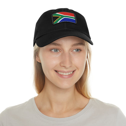 South African Flag Dad Hat with Leather Patch (Rectangle)