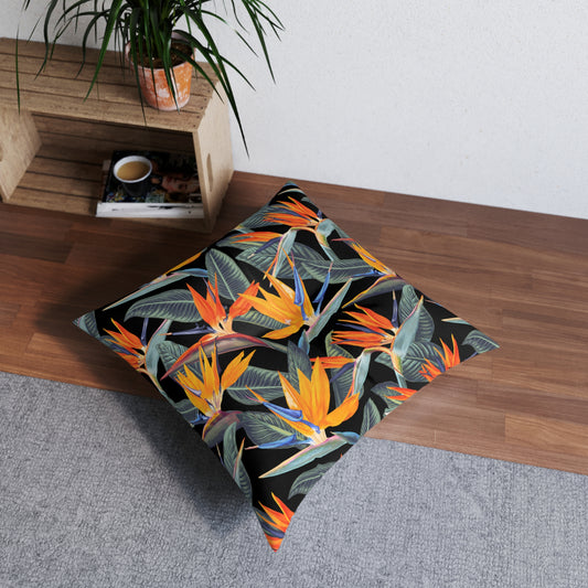 Strelitzia Tufted Floor Pillow, Square