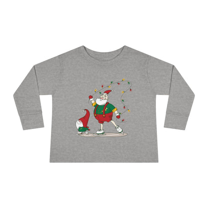 Santa Bok Fan Ice Skating Christmas Toddler Long Sleeve Tee