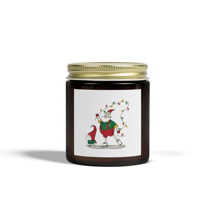 Santa Bok Fan Ice Skating Christmas Scented Coconut Apricot Candles (4oz, 9oz)