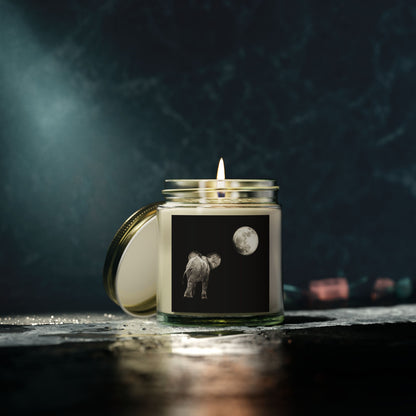 Elephant and Moon Scented Candles, Coconut Apricot Wax (4oz, 9oz)