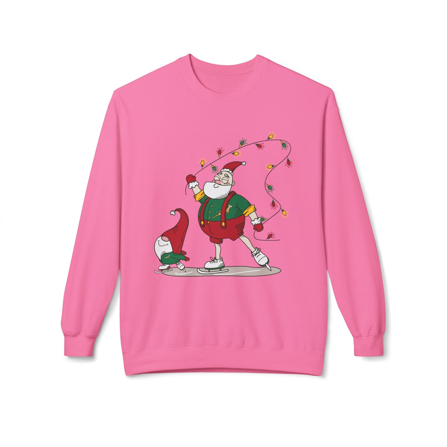 Santa Bok Fan Ice Skating Christmas Unisex Midweight Softstyle Fleece Crewneck Sweatshirt