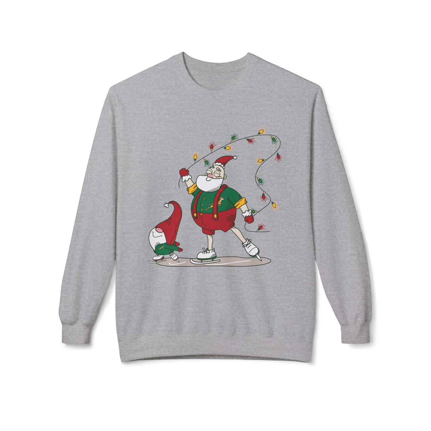 Santa Bok Fan Ice Skating Christmas Unisex Midweight Softstyle Fleece Crewneck Sweatshirt