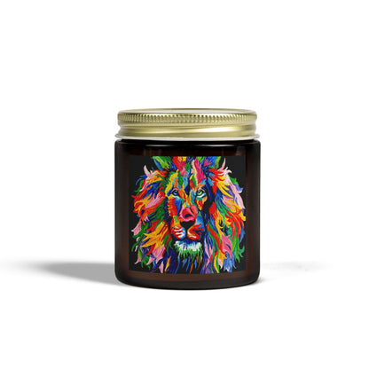 Rainbow Lion Scented Candles, Coconut Apricot Wax (4oz, 9oz)