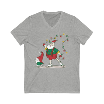 Santa Bok Fan Ice Skating Christmas Unisex Jersey Short Sleeve V-Neck Tee