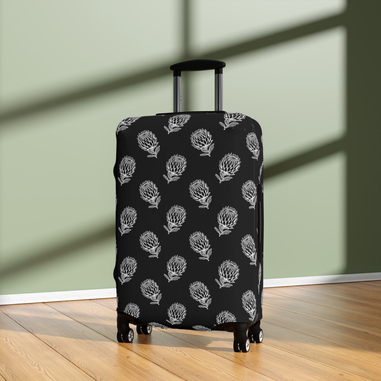 Protea Black and White Luggage Cover