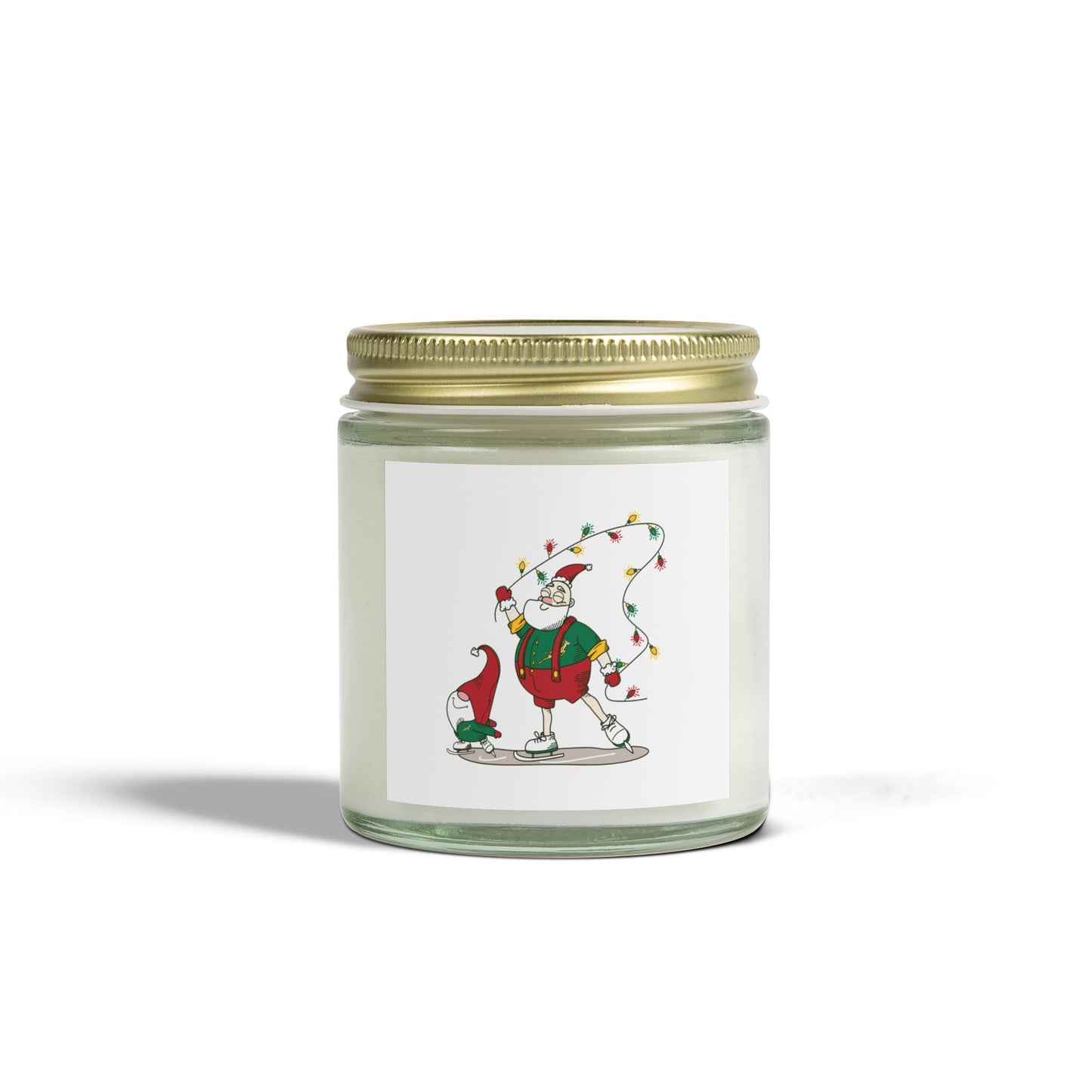 Santa Bok Fan Ice Skating Christmas Scented Coconut Apricot Candles (4oz, 9oz)