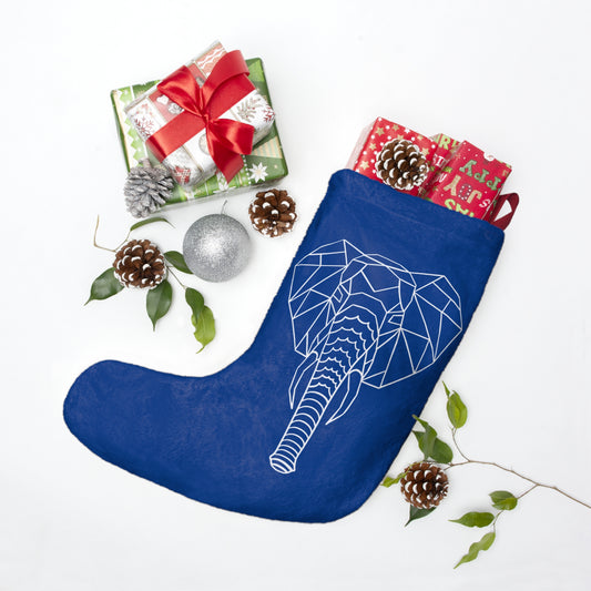 Elephant Origami Christmas Stockings - Blue