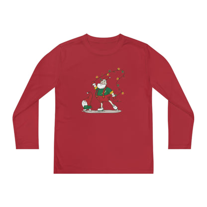 Santa Bok Fan Ice Skating Christmas Youth Long Sleeve Competitor Tee