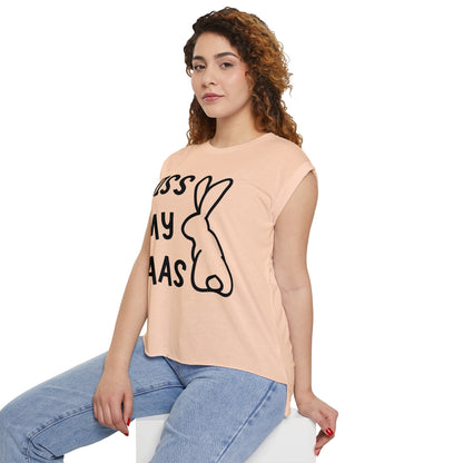 Kiss my Haas Women’s Flowy Rolled Cuffs Muscle Tee