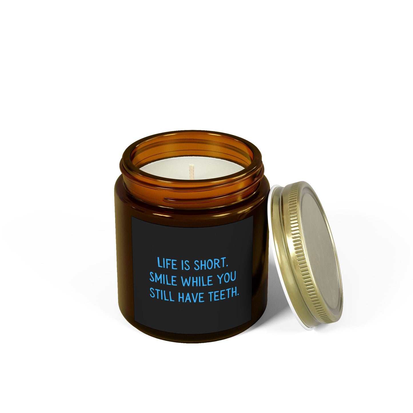 Life is Short. Smile. Scented Coconut Apricot Candles (4oz, 9oz)