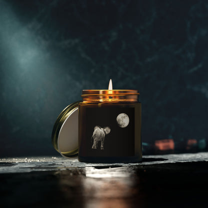 Elephant and Moon Scented Candles, Coconut Apricot Wax (4oz, 9oz)