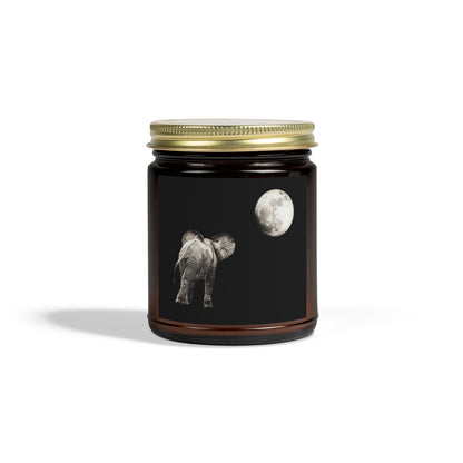 Elephant and Moon Scented Candles, Coconut Apricot Wax (4oz, 9oz)