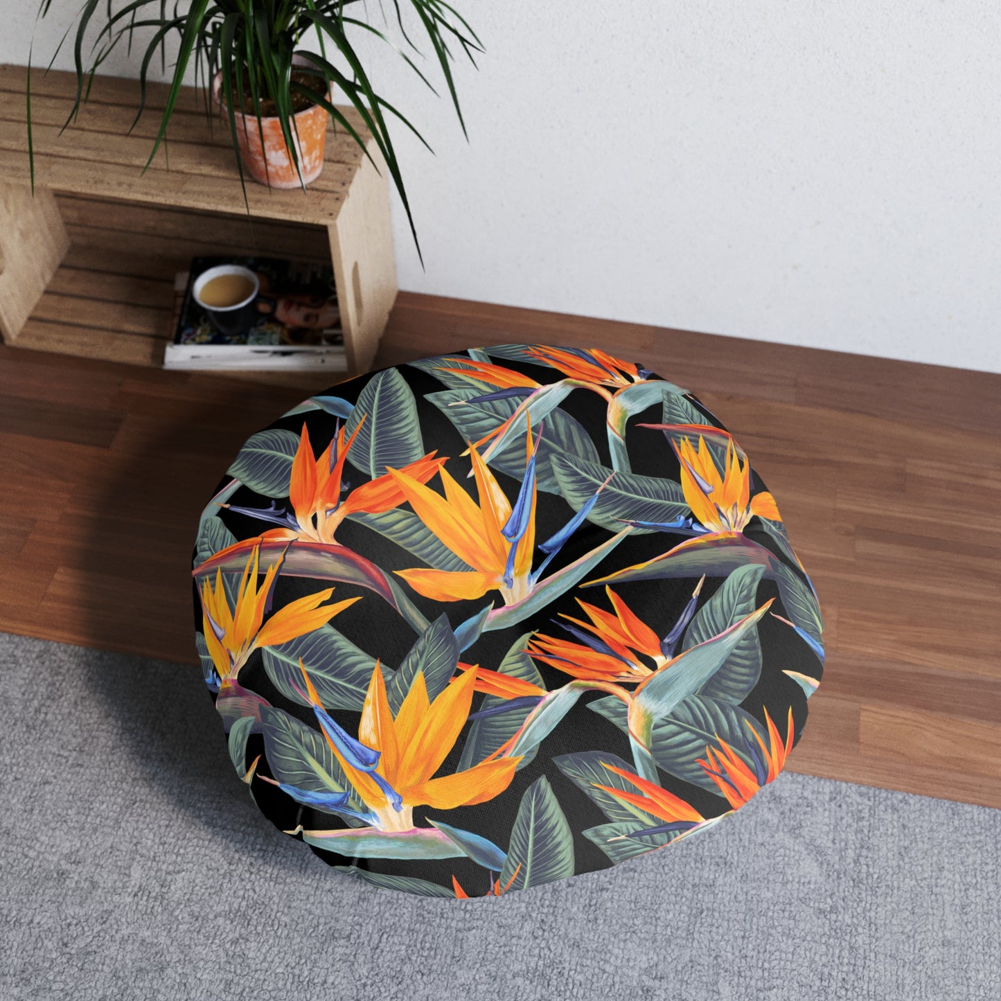 Strelitzia Tufted Floor Pillow, Round