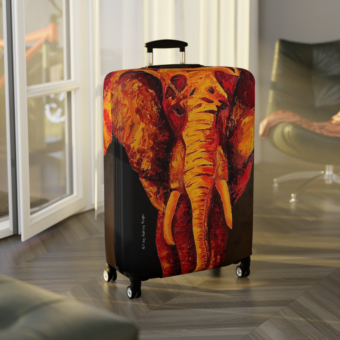 Elephant in Orange - by Audrey Krüger - Luggage Cover