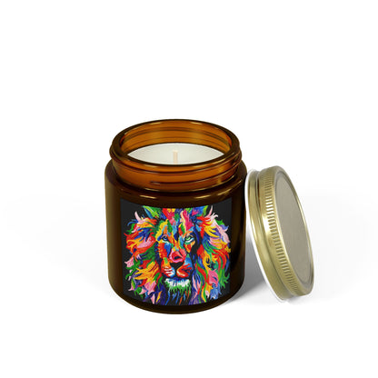 Rainbow Lion Scented Candles, Coconut Apricot Wax (4oz, 9oz)