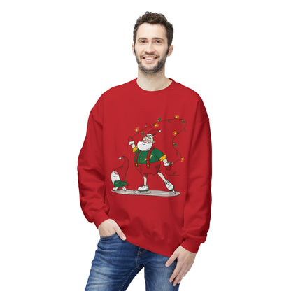 Santa Bok Fan Ice Skating Christmas Unisex Midweight Softstyle Fleece Crewneck Sweatshirt