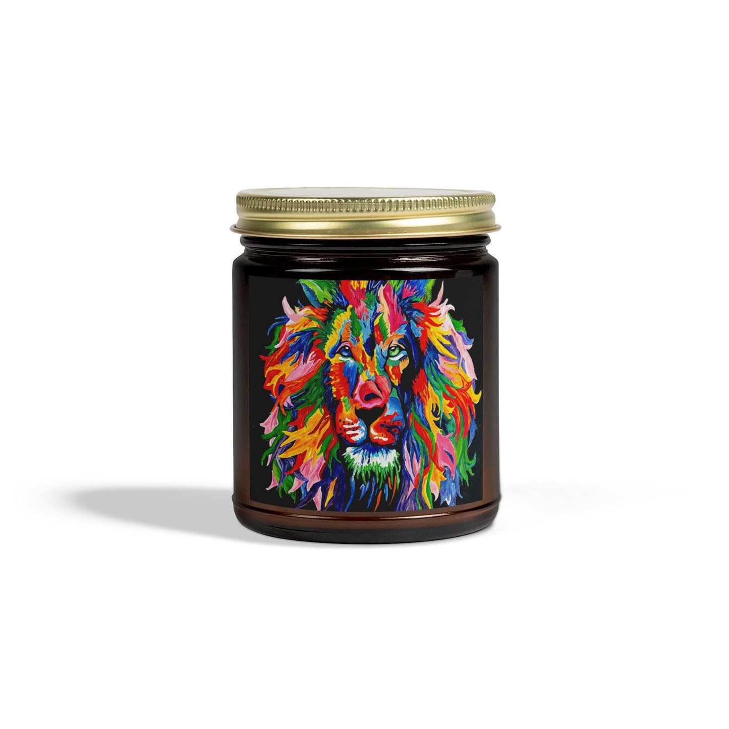 Rainbow Lion Scented Candles, Coconut Apricot Wax (4oz, 9oz)