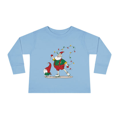 Santa Bok Fan Ice Skating Christmas Toddler Long Sleeve Tee