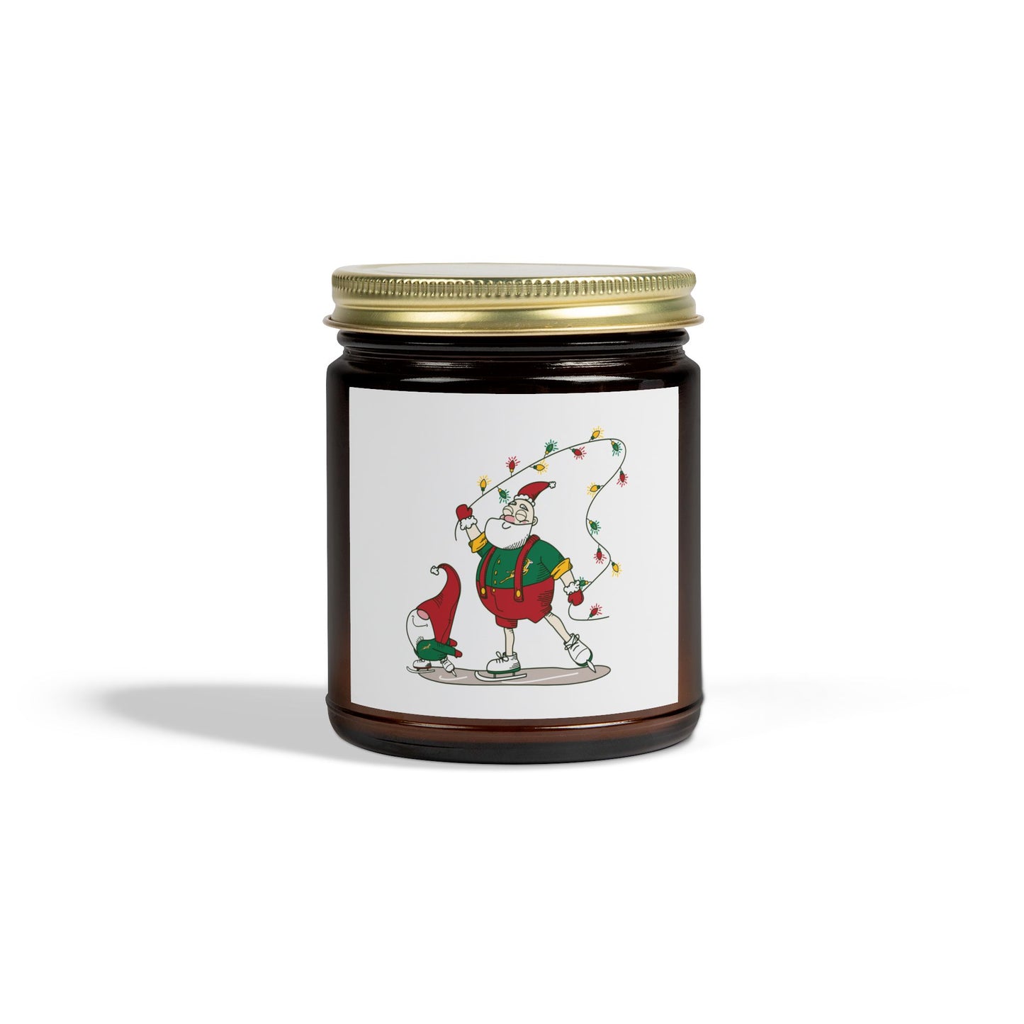 Santa Bok Fan Ice Skating Christmas Scented Coconut Apricot Candles (4oz, 9oz)