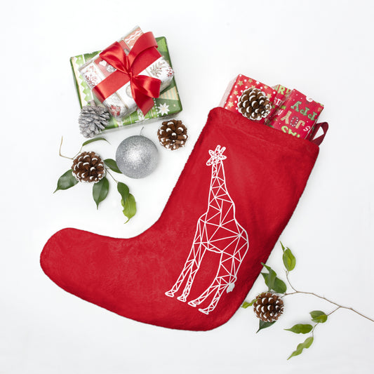 Giraffe Origami Christmas Stockings - Red