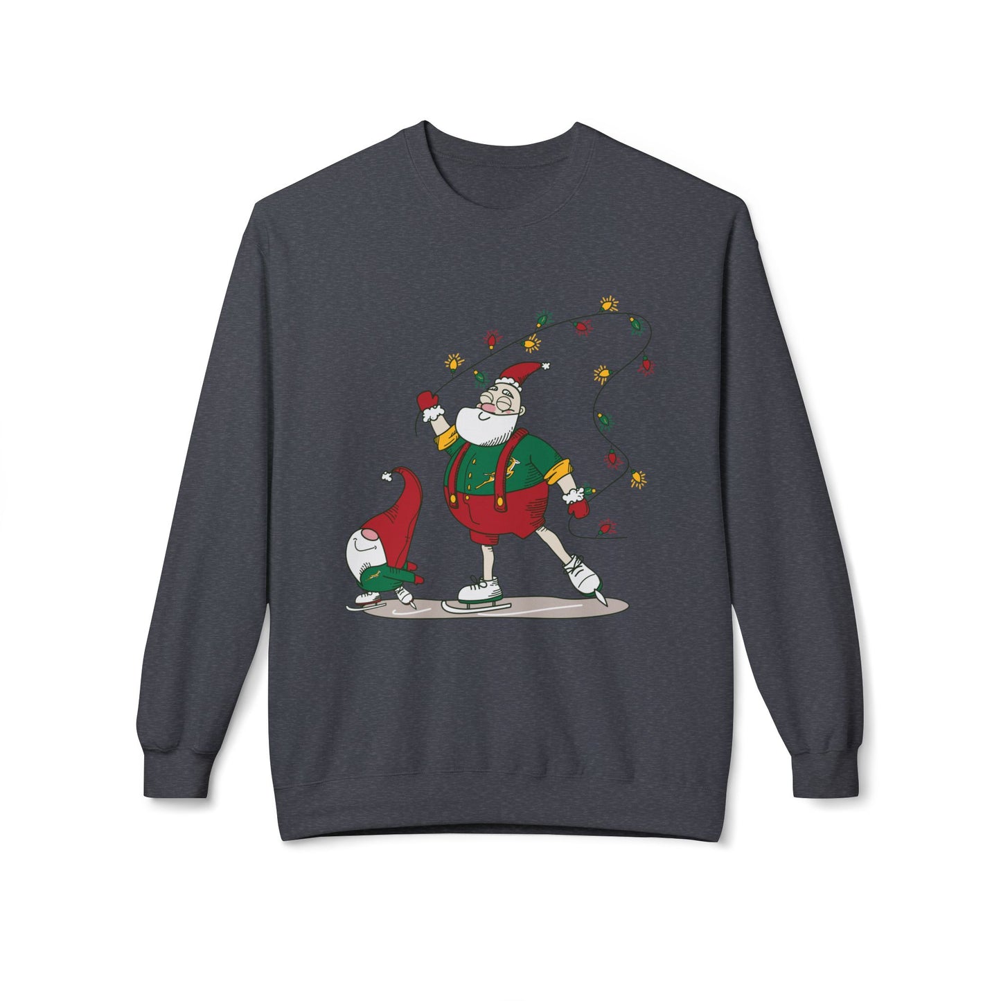 Santa Bok Fan Ice Skating Christmas Unisex Midweight Softstyle Fleece Crewneck Sweatshirt