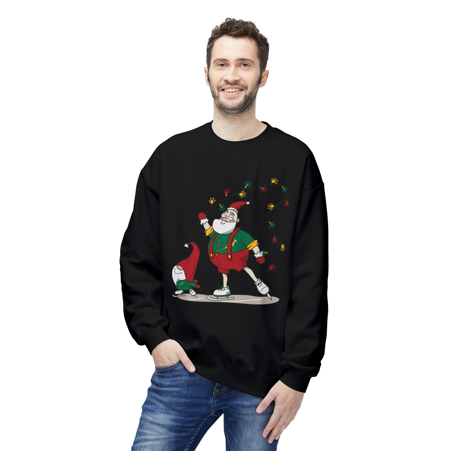 Santa Bok Fan Ice Skating Christmas Unisex Midweight Softstyle Fleece Crewneck Sweatshirt