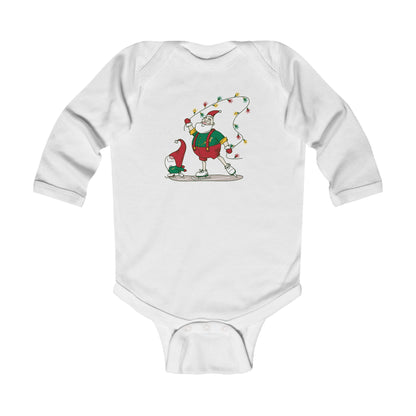 Santa Bok Fan Ice Skating Christmas Infant Long Sleeve Bodysuit