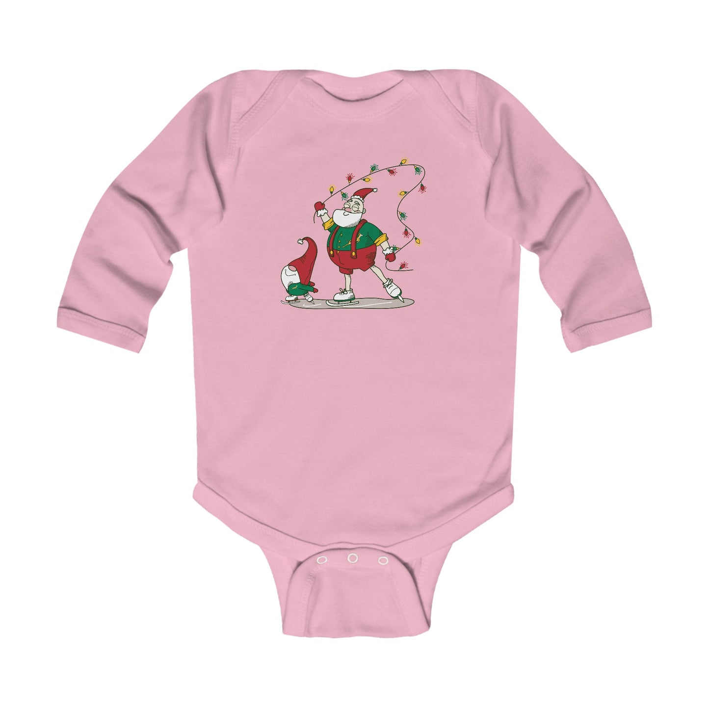 Santa Bok Fan Ice Skating Christmas Infant Long Sleeve Bodysuit