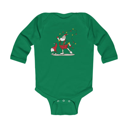 Santa Bok Fan Ice Skating Christmas Infant Long Sleeve Bodysuit