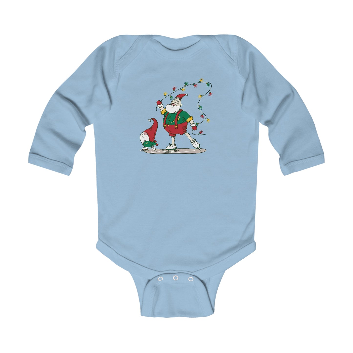 Santa Bok Fan Ice Skating Christmas Infant Long Sleeve Bodysuit