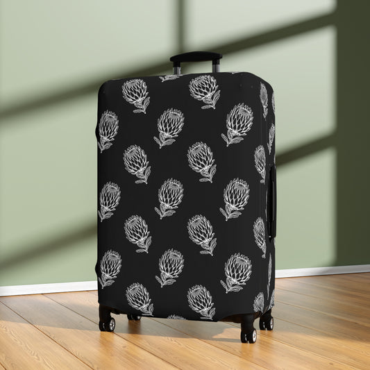 Protea Black and White Luggage Cover