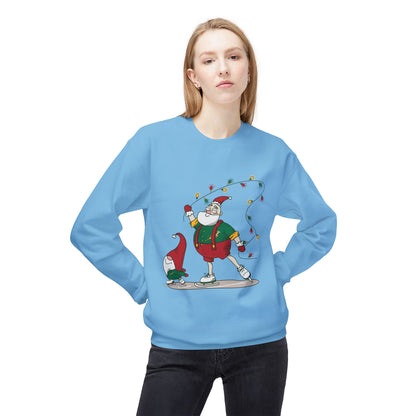 Santa Bok Fan Ice Skating Christmas Unisex Midweight Softstyle Fleece Crewneck Sweatshirt