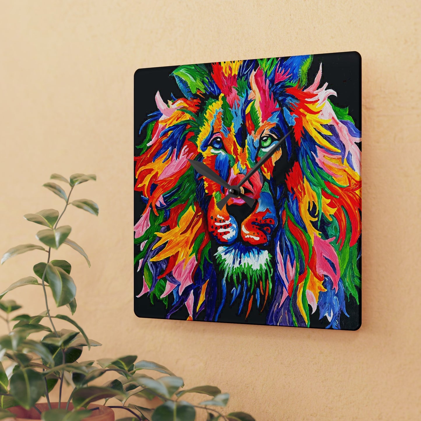 Rainbow Lion Acrylic Wall Clock