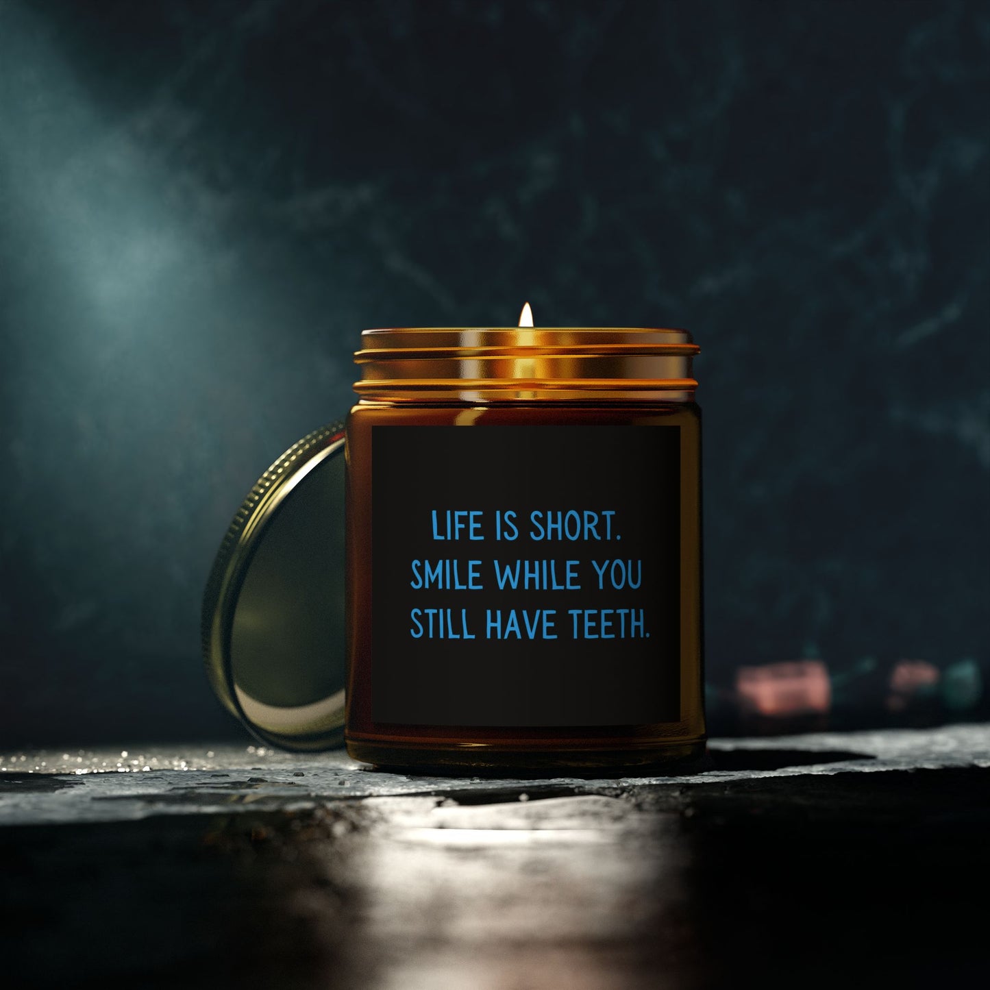 Life is Short. Smile. Scented Coconut Apricot Candles (4oz, 9oz)