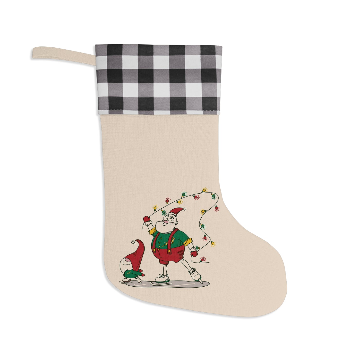 Santa Bok Fan Ice Skating Christmas Stocking